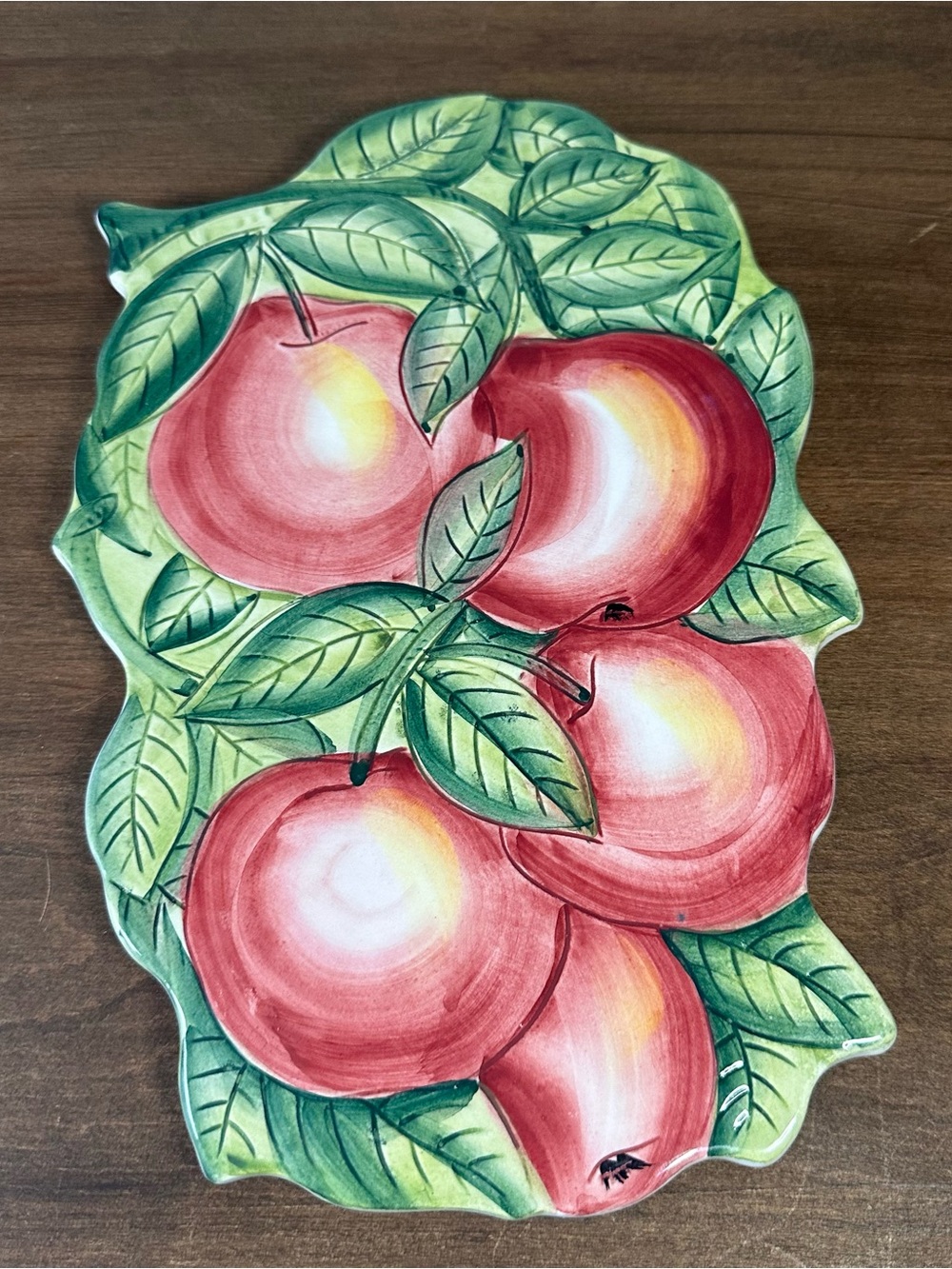 Ceramiche Leonardo Painted Wall Plaque #7280 Red Apples Made In Italy